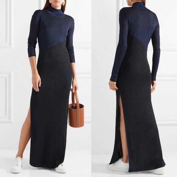La Ligne Dresses & Skirts - La Ligne Mel Two-Tone Metallic Ribbed Knit Dress